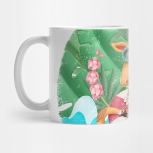 Cute giraffe in tropical vacation Mug